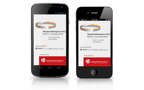 Smartphone-Ansicht der Hauptstadtkongress App für die Knappschaft Bahn See, entwickelt von Panvision