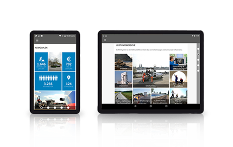 Ansicht der Eurovia-App auf dem Handy und Tablet
