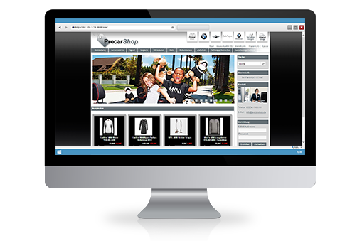 Ansicht des von Panvision entwickelten Shop-Systems für Procar Automobile