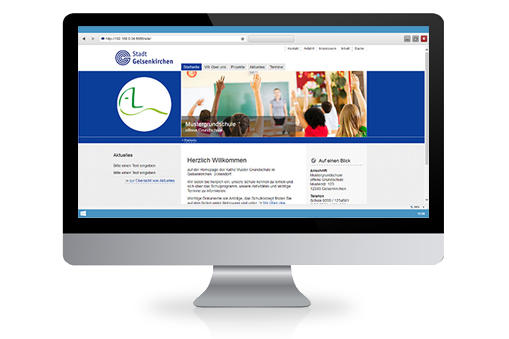Ansicht des PANSITE-Redaktionssystems der Schulen Gelesenkirchen