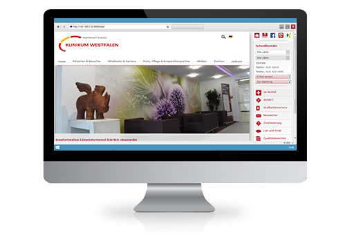 Screenshot der Website des Klinikum Westfalen